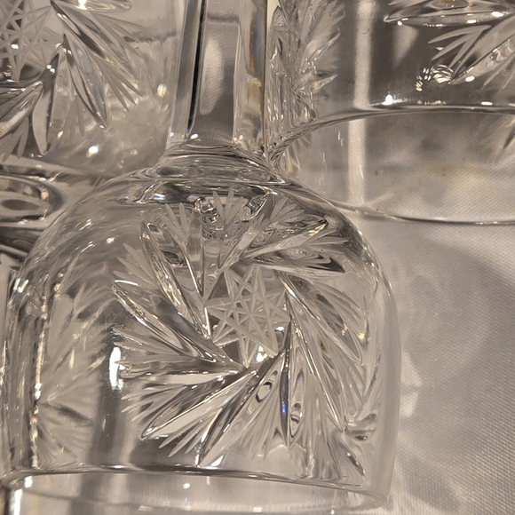 Zawiercie Crystal Pressed Glass Starburst Design Small Vintage Cordial Glasses - Picture 7 of 9